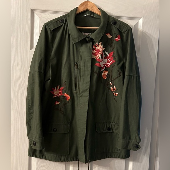 Christopher & Banks Spring Jacket Green Cotton New Without Tags - Picture 2 of 8